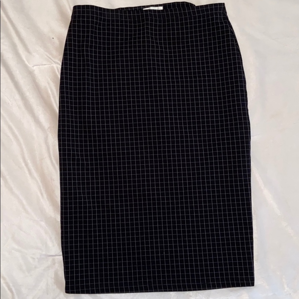 Black Grid Pencil Skirt